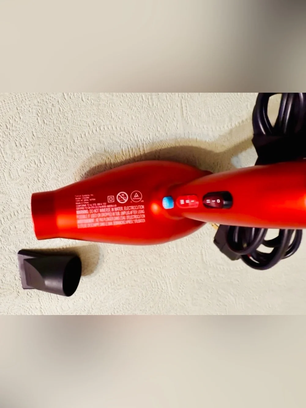 CHI 1875 Series Professional Hair Dryer, red, fully functional, used.
